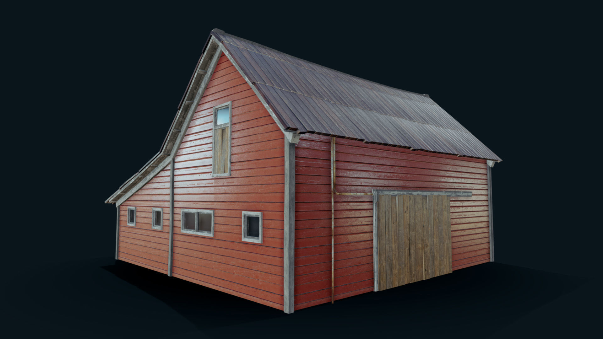 Farm Red Barn Low-poly 3D model_5