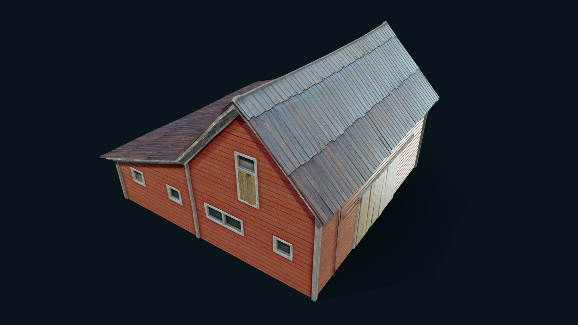 Farm Red Barn Low-poly 3D model_10