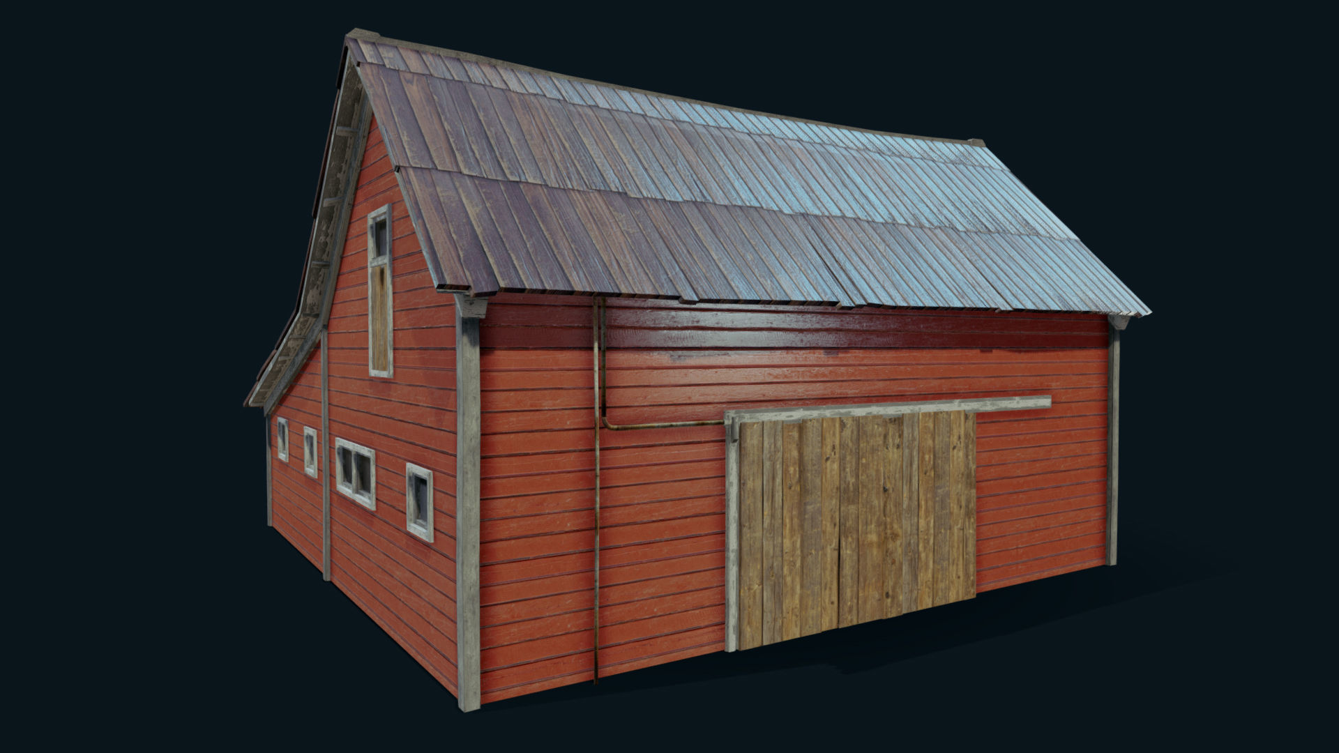 Farm Red Barn Low-poly 3D model_3
