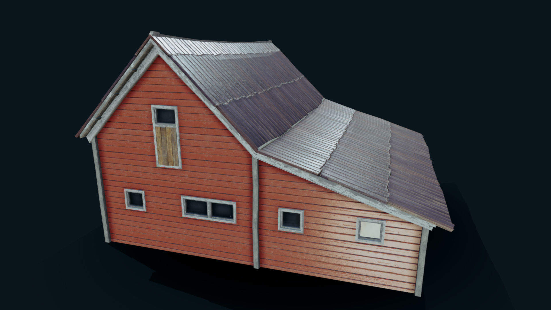 Farm Red Barn Low-poly 3D model_14
