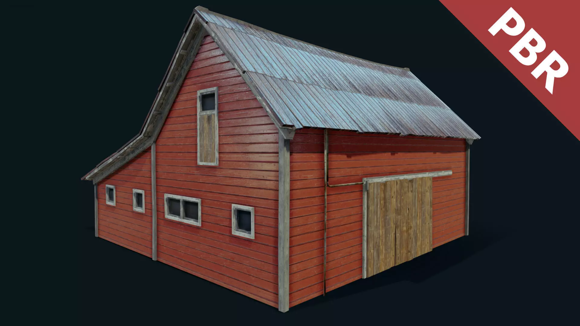 Farm Red Barn Low-poly 3D model_0