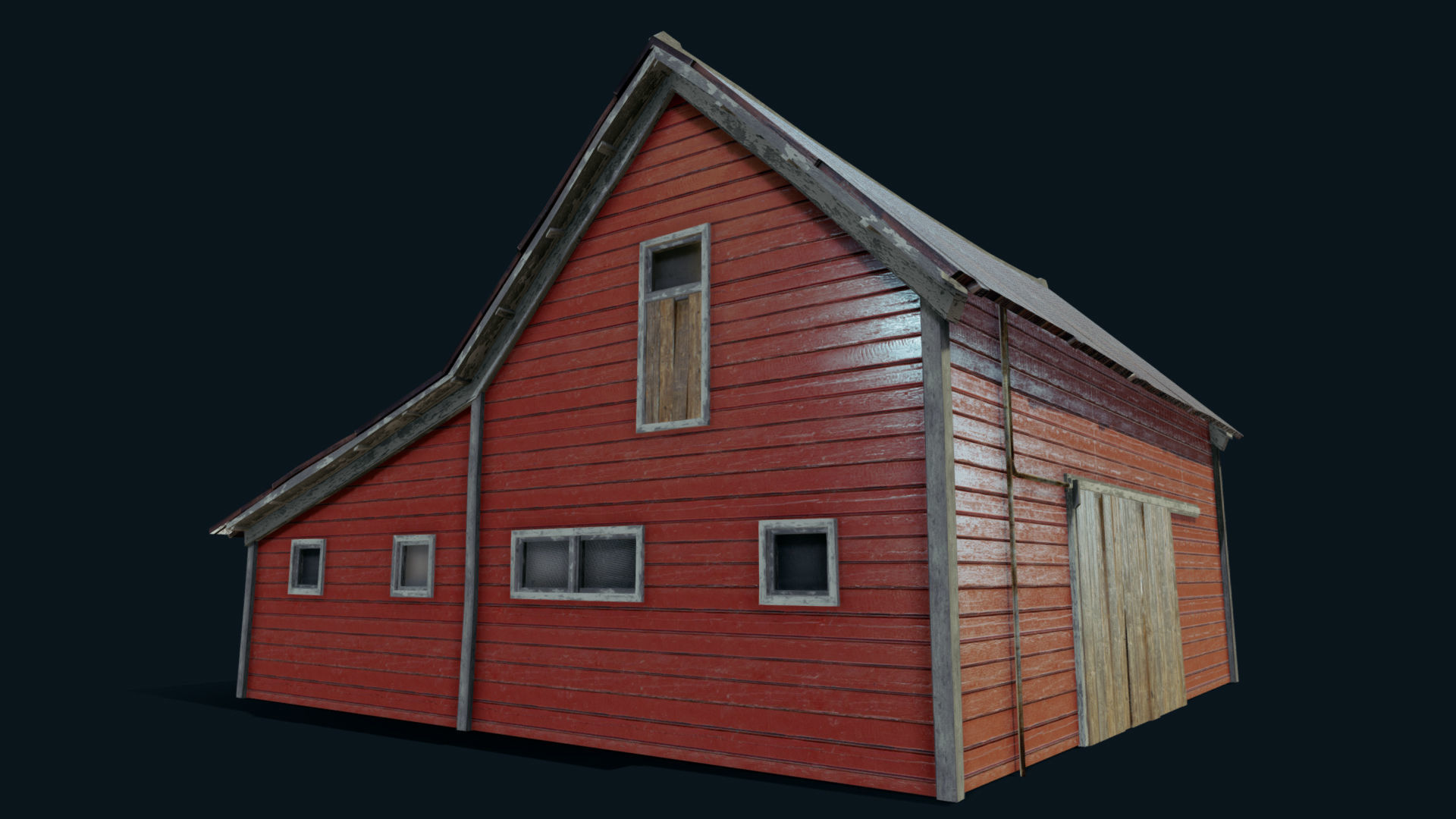 Farm Red Barn Low-poly 3D model_1
