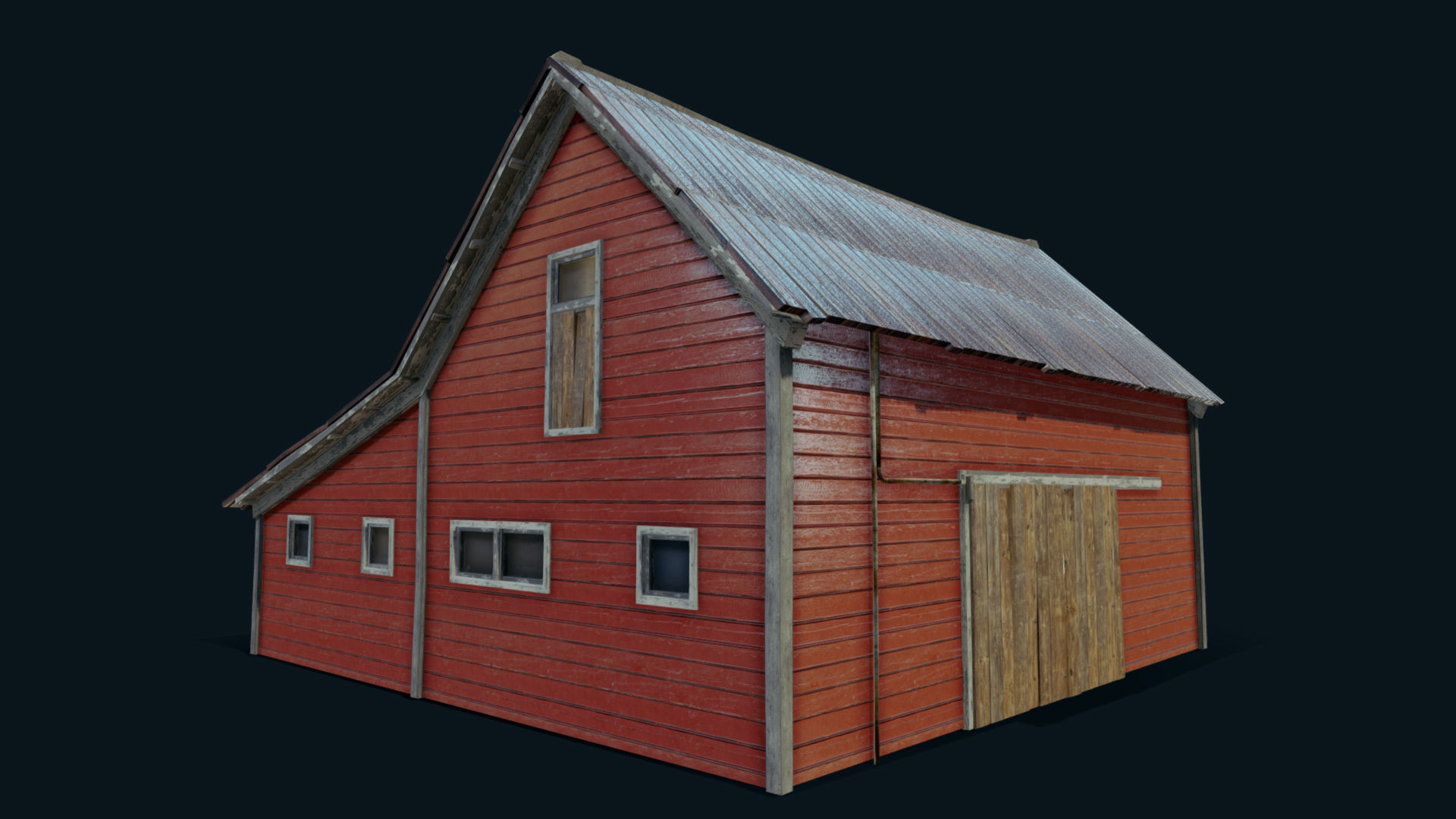 Farm Red Barn Low-poly 3D model_13