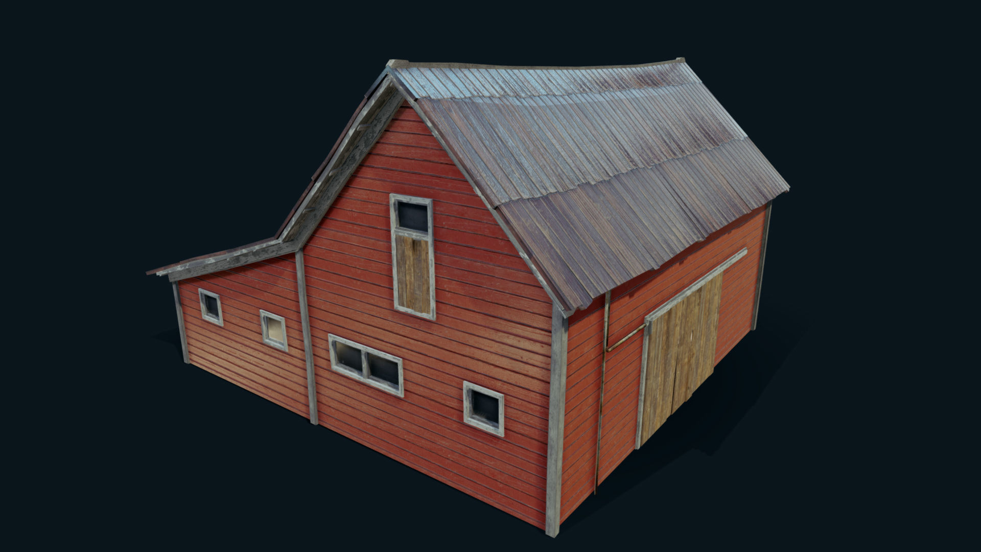 Farm Red Barn Low-poly 3D model_2