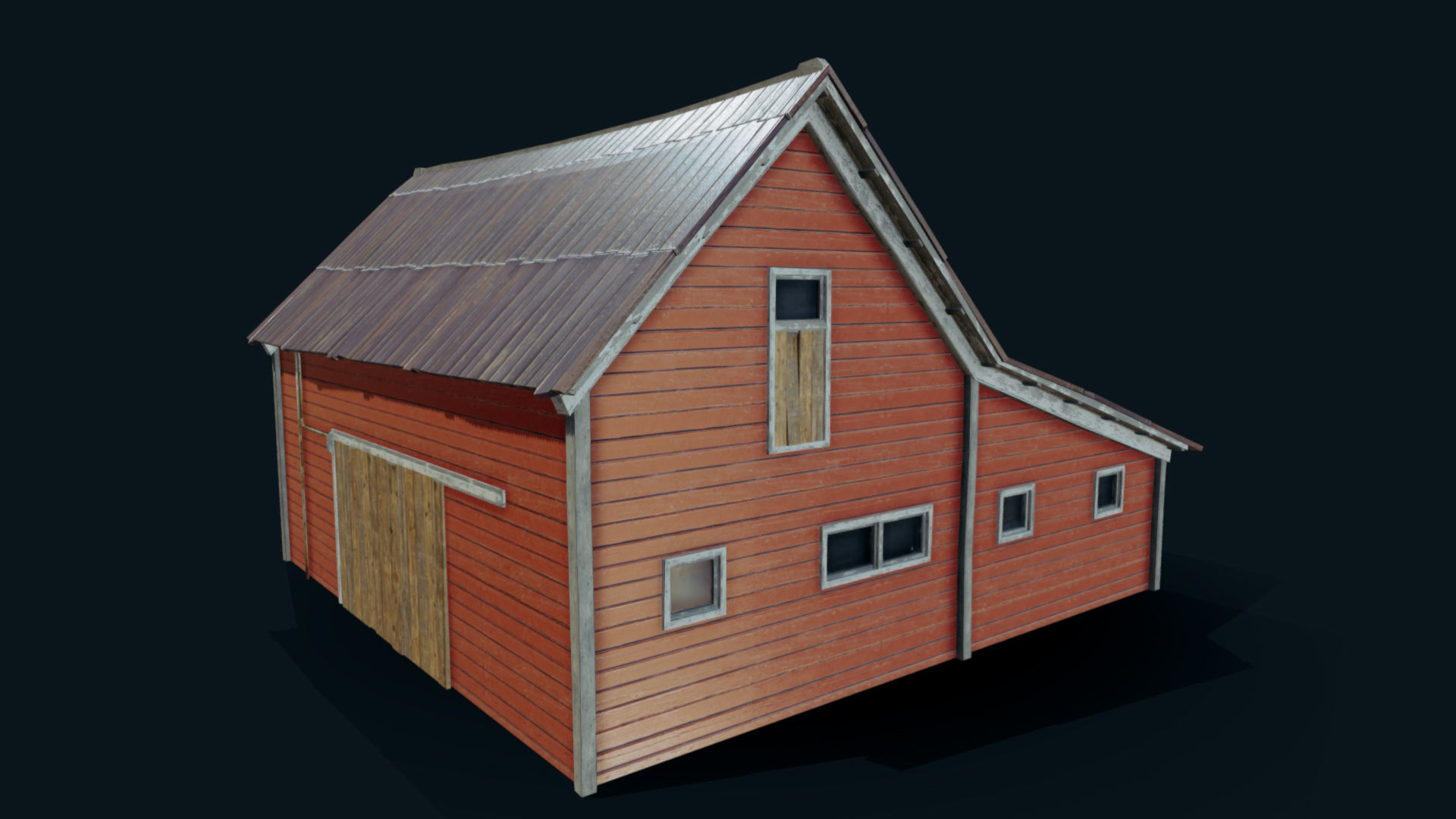 Farm Red Barn Low-poly 3D model_7