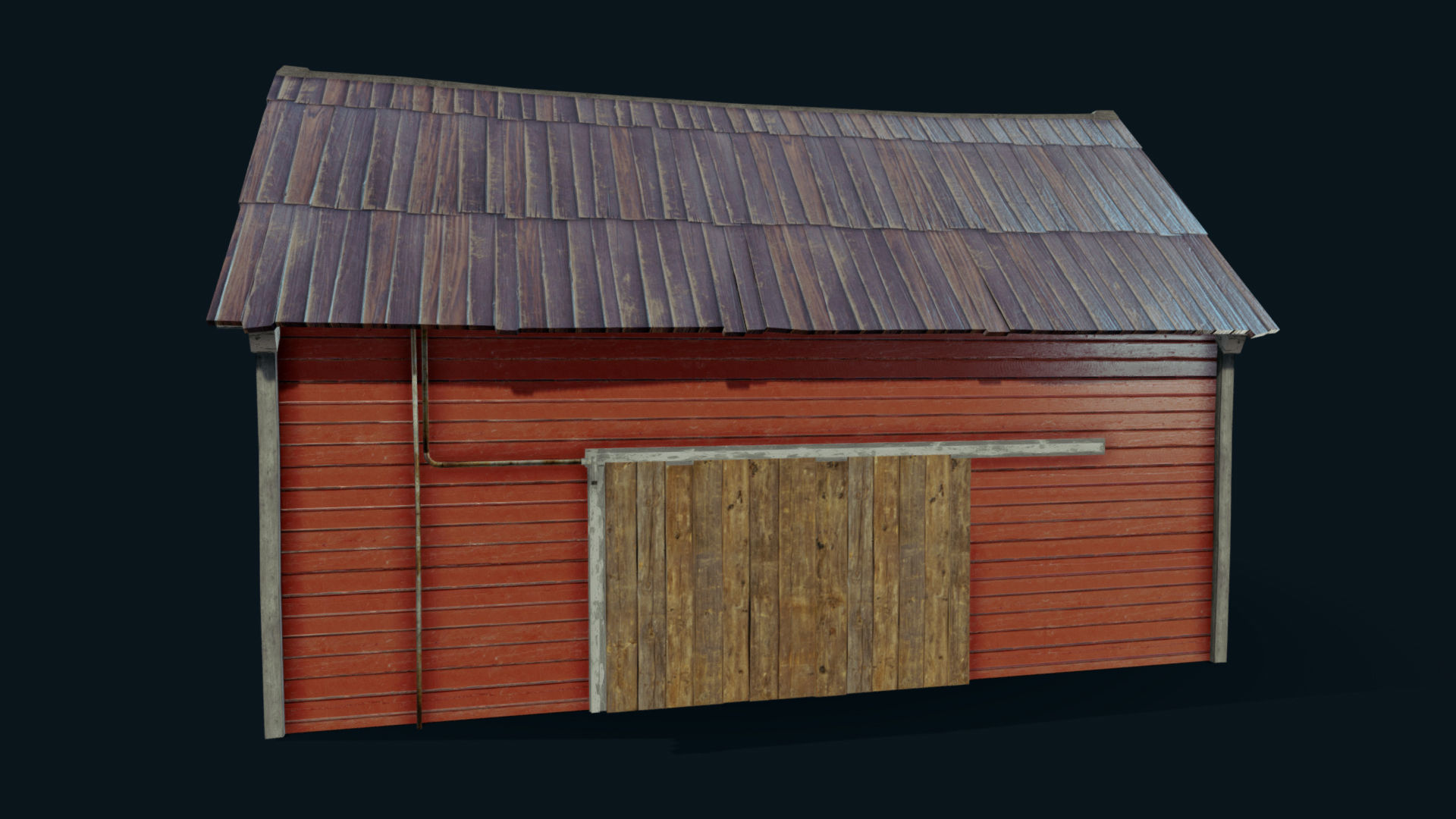 Farm Red Barn Low-poly 3D model_16
