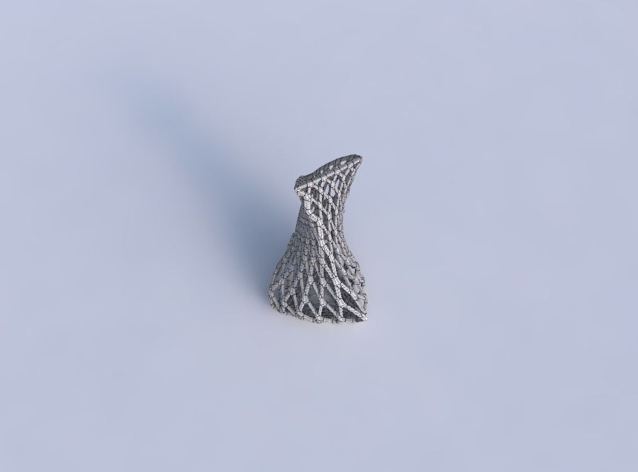 Vase twist puffy tappered triangle with diagonal grid lattice 3D print model_6