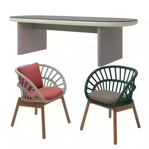 Kettal cala dining chair teak wood and table