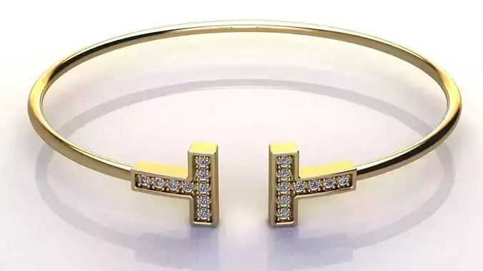 Diamond T Wire Bracelet 3D print model