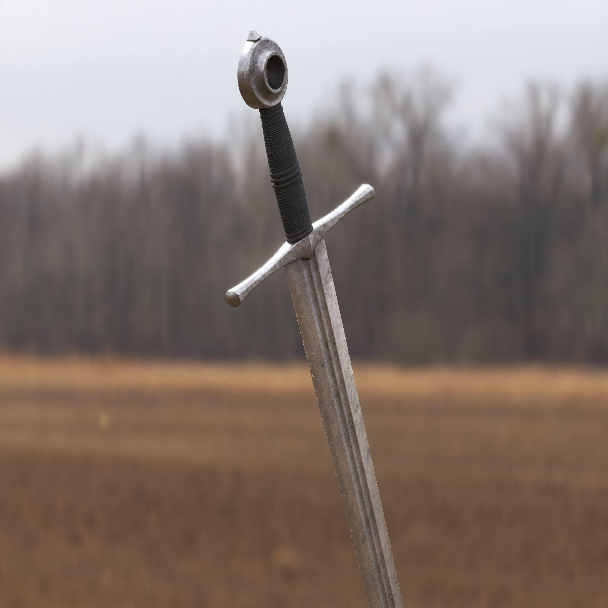 Medieval Sword for Games and Cinematics 06 Low-poly 3D model_8