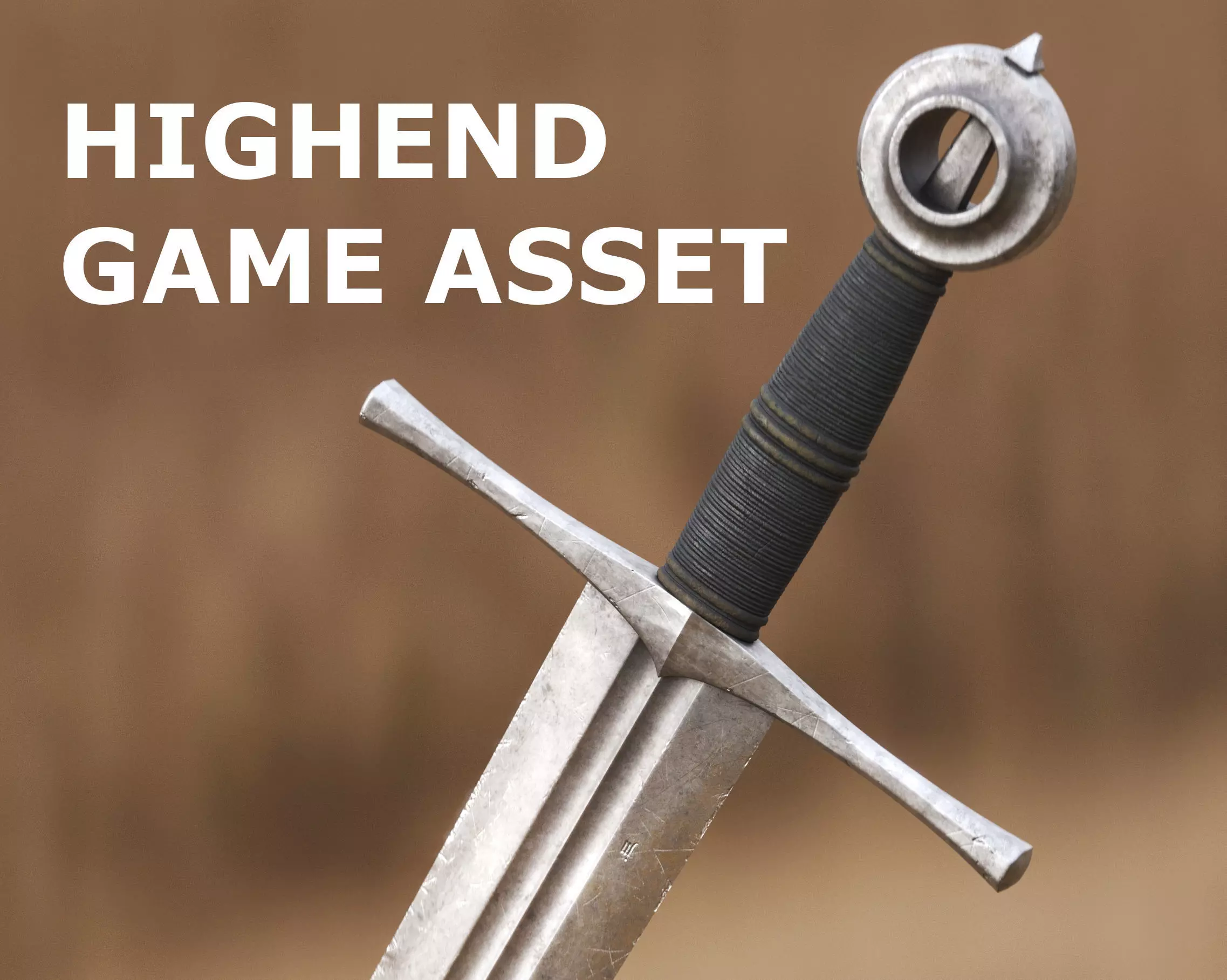 Medieval Sword for Games and Cinematics 06 Low-poly 3D model_0