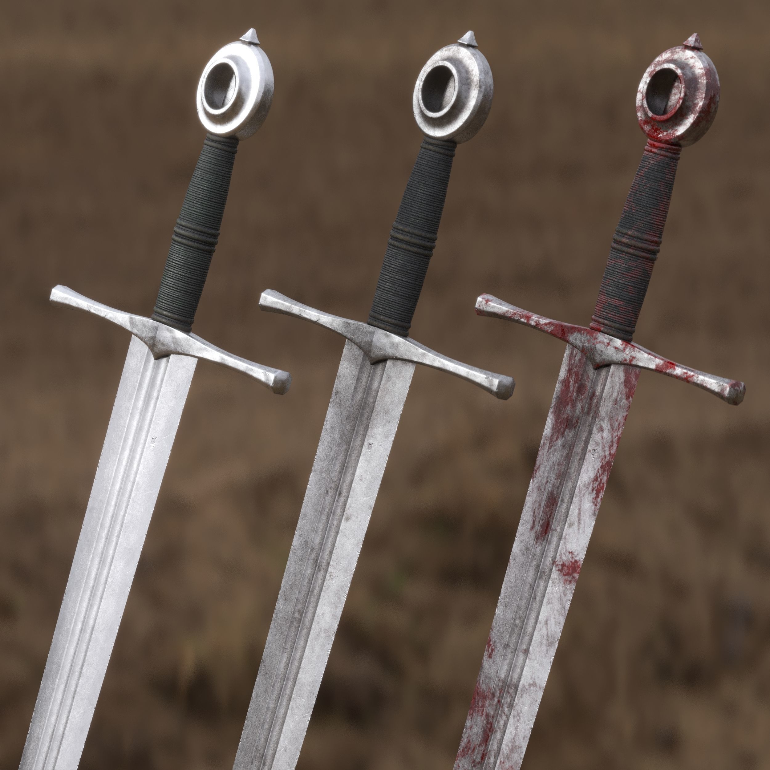 Medieval Sword for Games and Cinematics 06 Low-poly 3D model_10