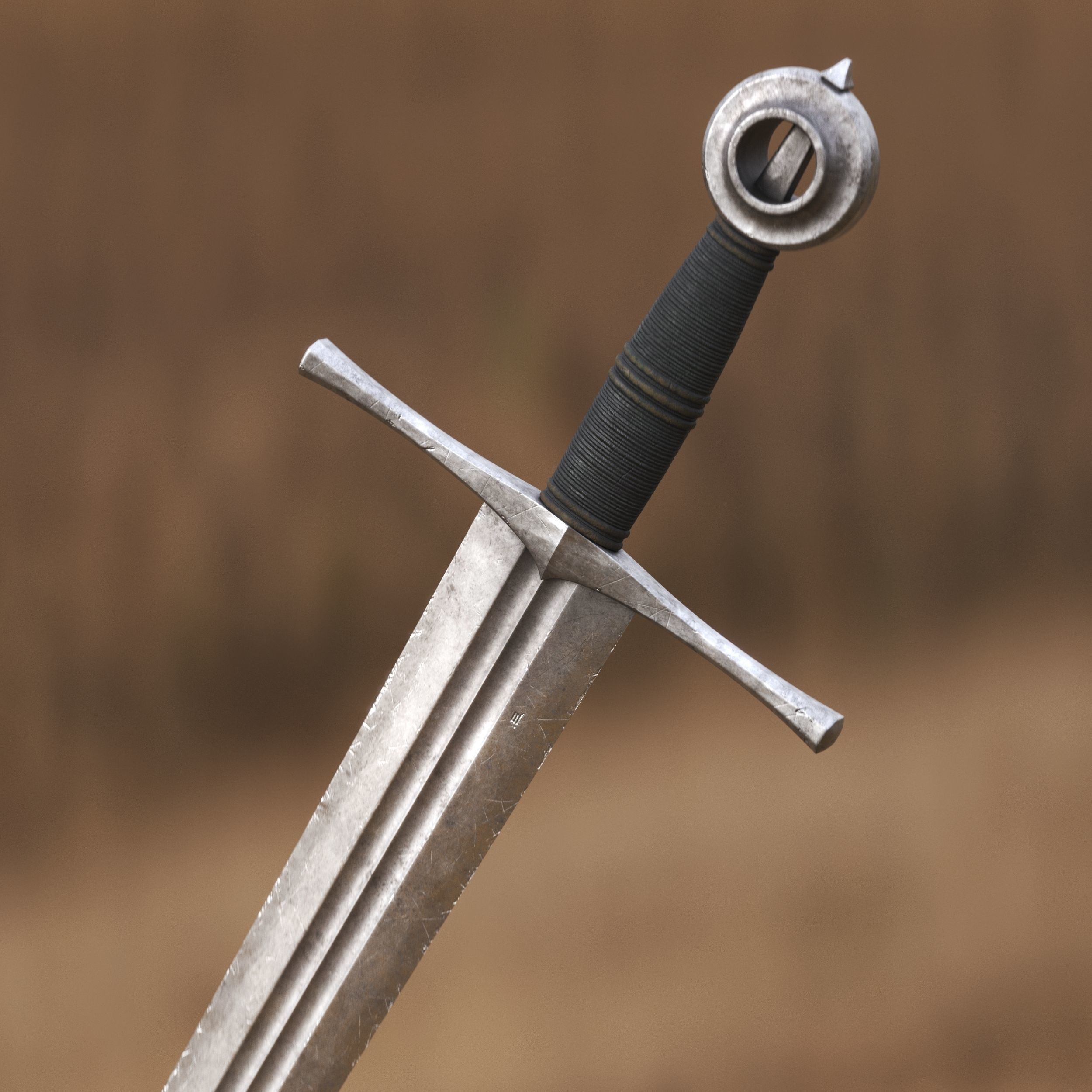 Medieval Sword for Games and Cinematics 06 Low-poly 3D model_1