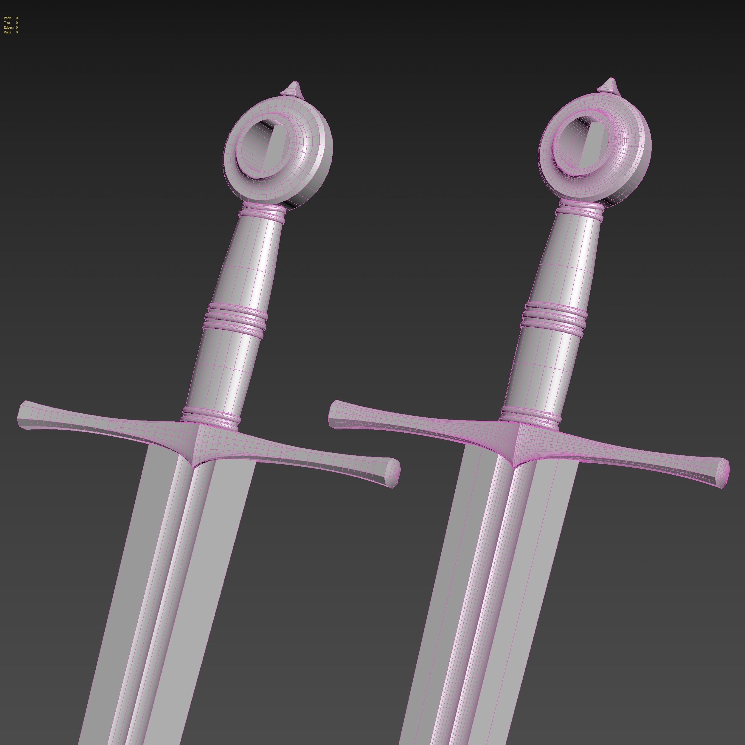 Medieval Sword for Games and Cinematics 06 Low-poly 3D model_16