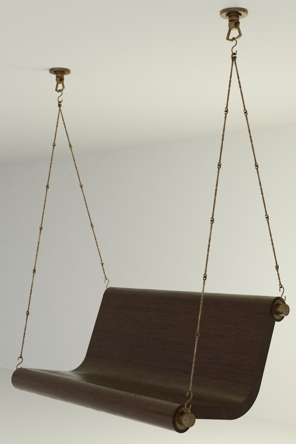 Unique Wooden Swing 3D model_3