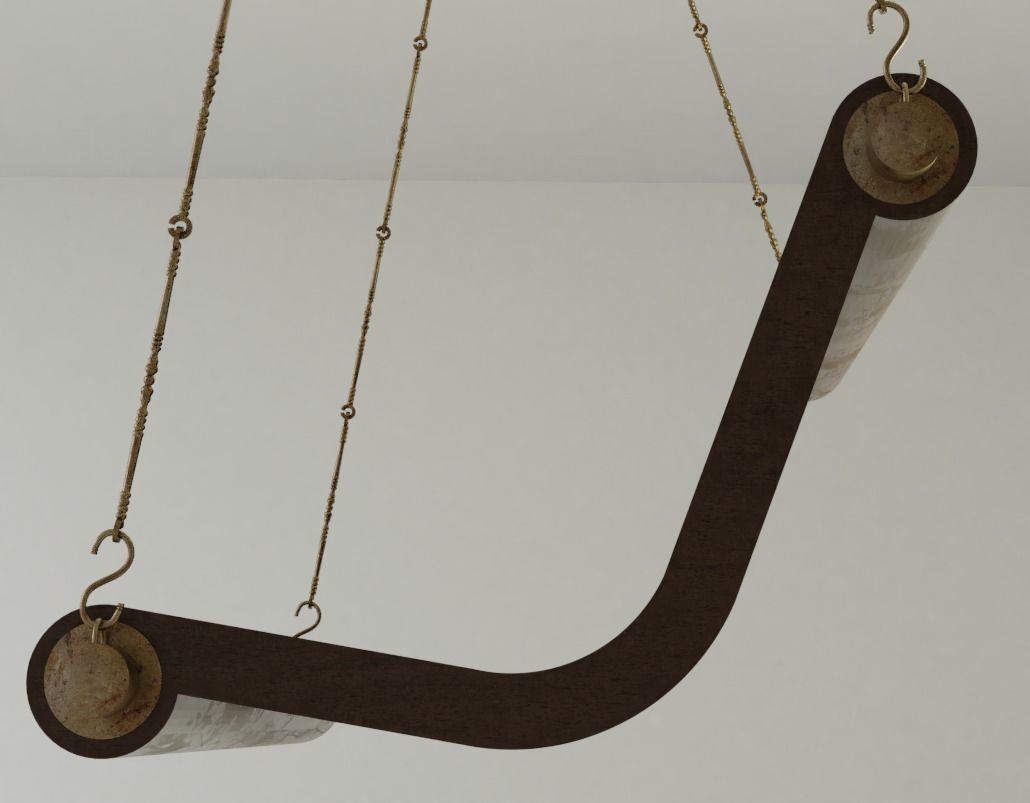 Unique Wooden Swing 3D model_4