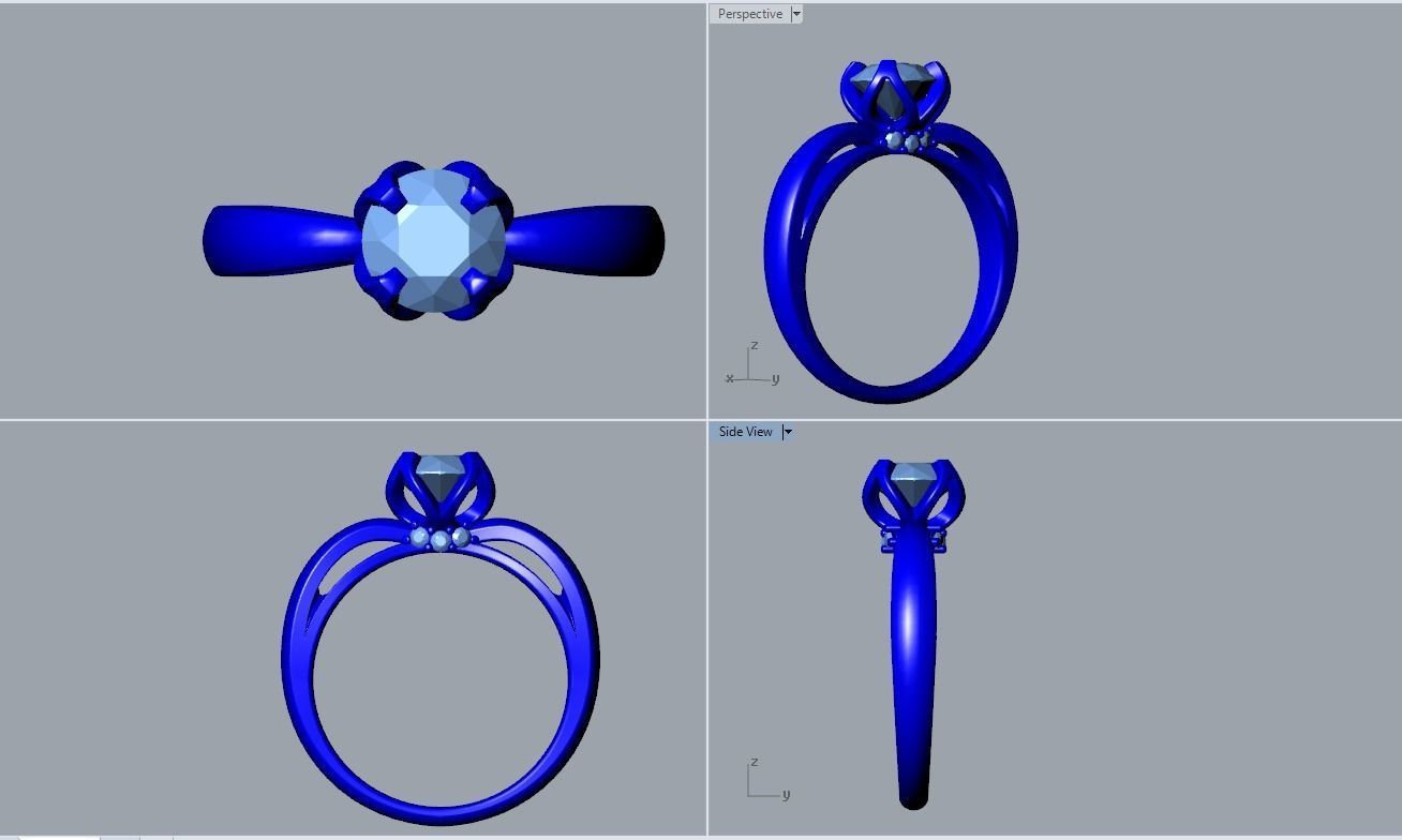 Engagement Ring  STL File Format ready For 3D Printing - CC58 3D print model_9
