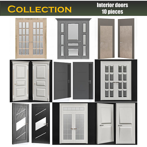 Door 3d model collection 10 pieces 