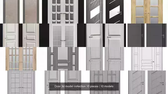 Door 3d model collection 10 pieces
