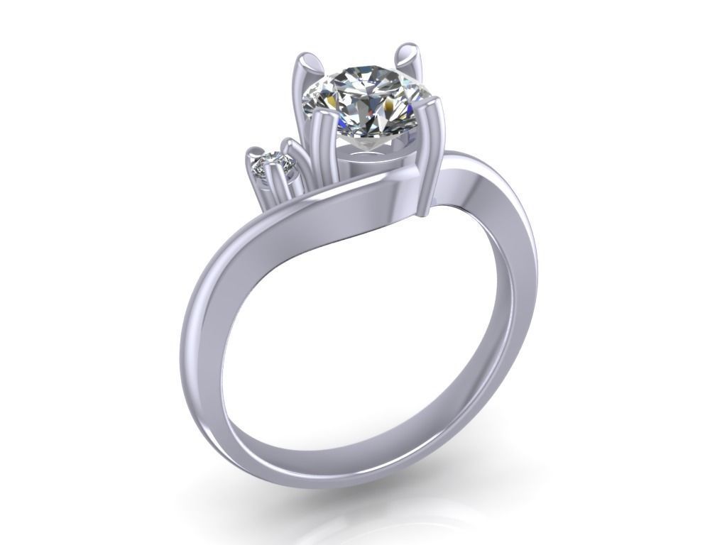 Engagement Ring  STL File Format ready For 3D Printing - CC61 3D print model_4