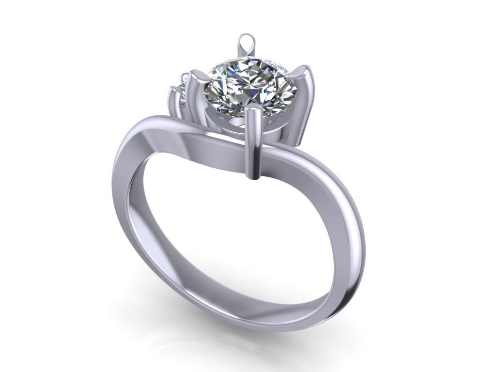 Engagement Ring  STL File Format ready For 3D Printing - CC61 3D print model_5