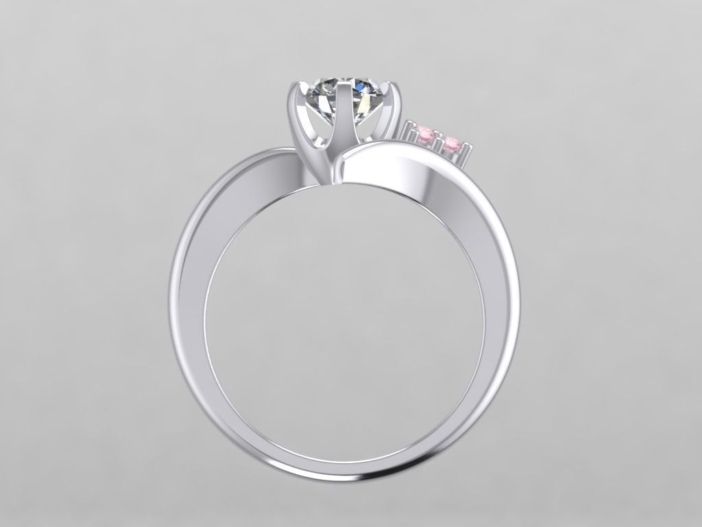 Engagement Ring  STL File Format ready For 3D Printing - CC64 3D print model_4