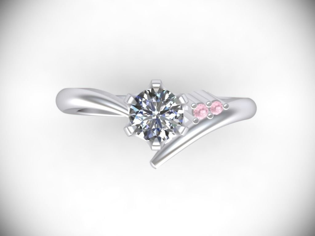 Engagement Ring  STL File Format ready For 3D Printing - CC64 3D print model_3