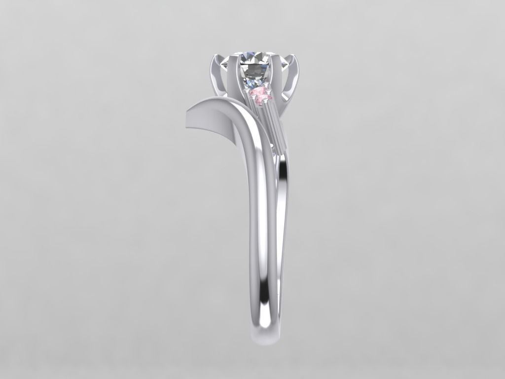 Engagement Ring  STL File Format ready For 3D Printing - CC64 3D print model_5