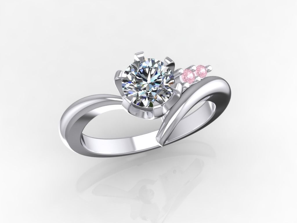 Engagement Ring  STL File Format ready For 3D Printing - CC64 3D print model_2
