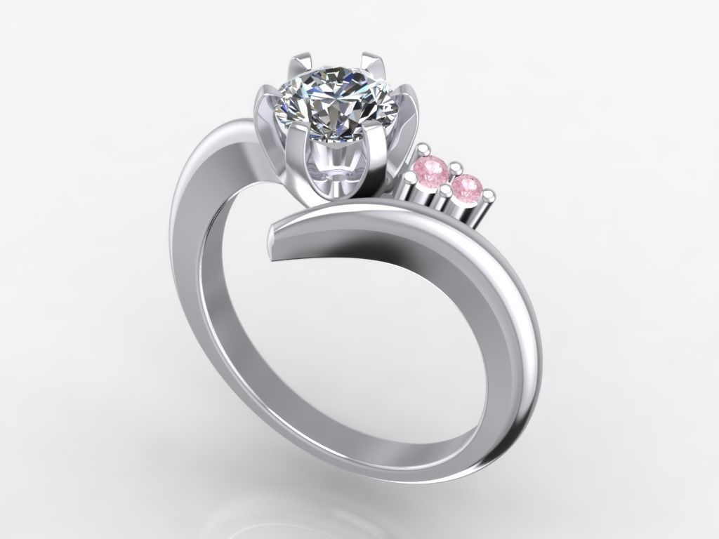 Engagement Ring  STL File Format ready For 3D Printing - CC64 3D print model_1