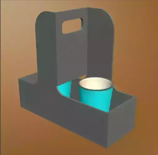 Tray 3D cup holder with two cups in it