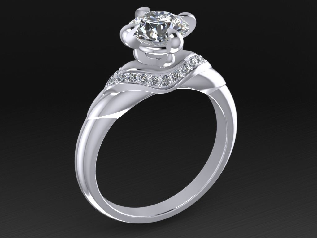 Engagement Ring  STL File Format ready For 3D Printing - CC67 3D print model_4
