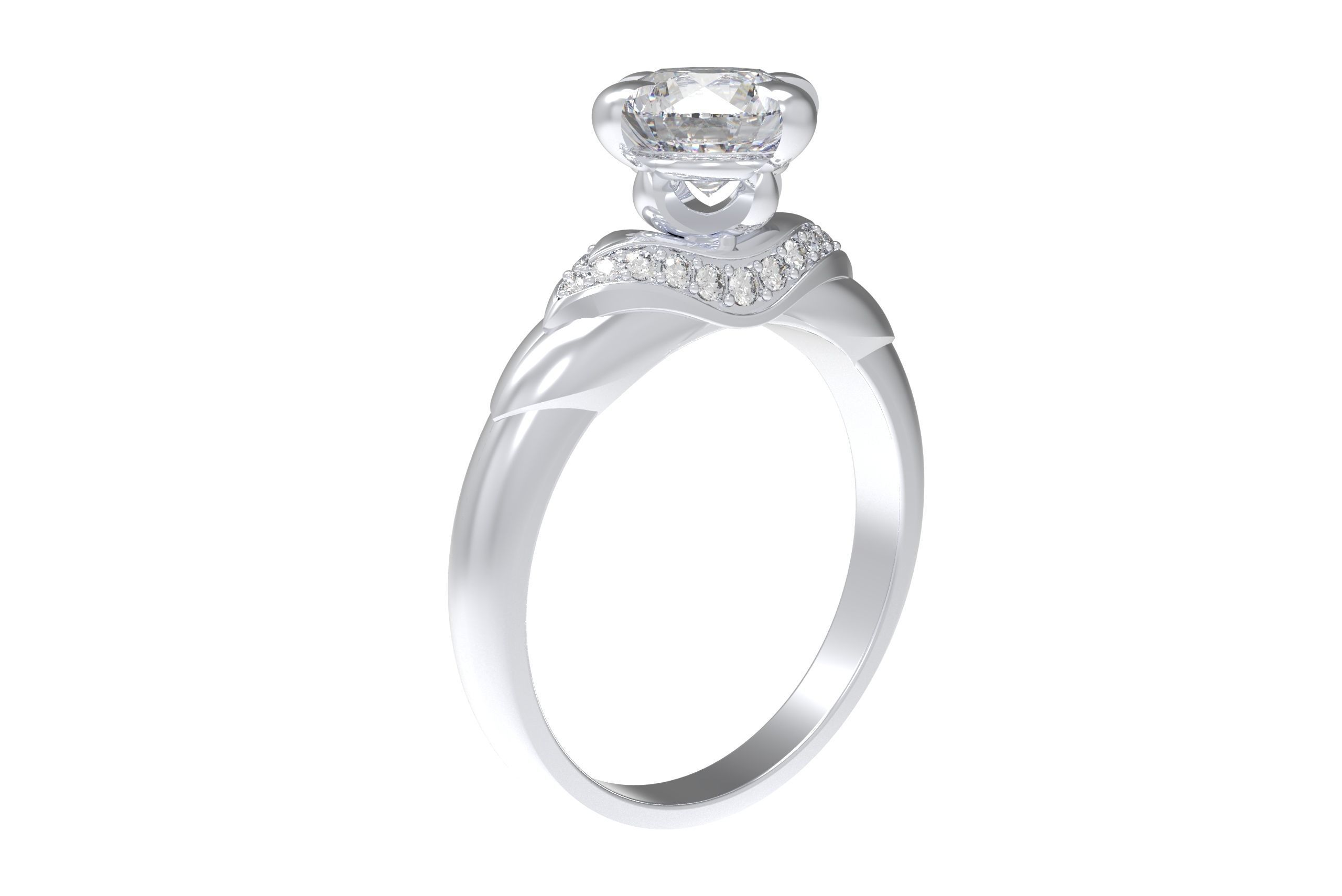 Engagement Ring  STL File Format ready For 3D Printing - CC67 3D print model_5