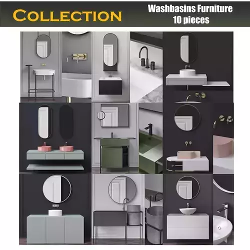 Washbasins Furniture 3d model collection 10 pieces 