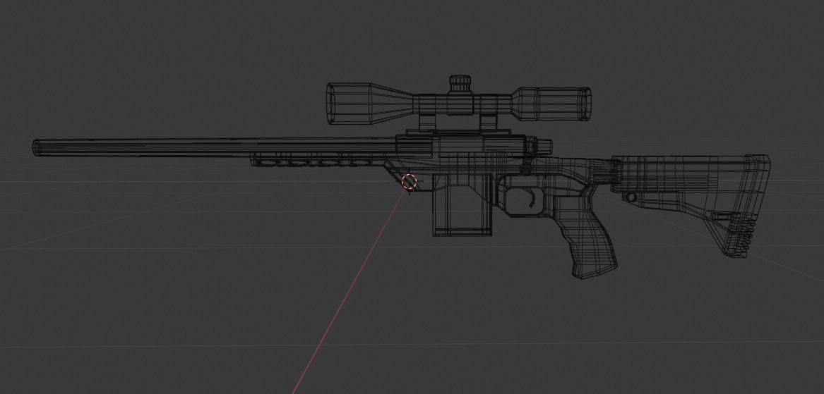 Lowpoly weapon model sniper rifle Low-poly 3D model_2