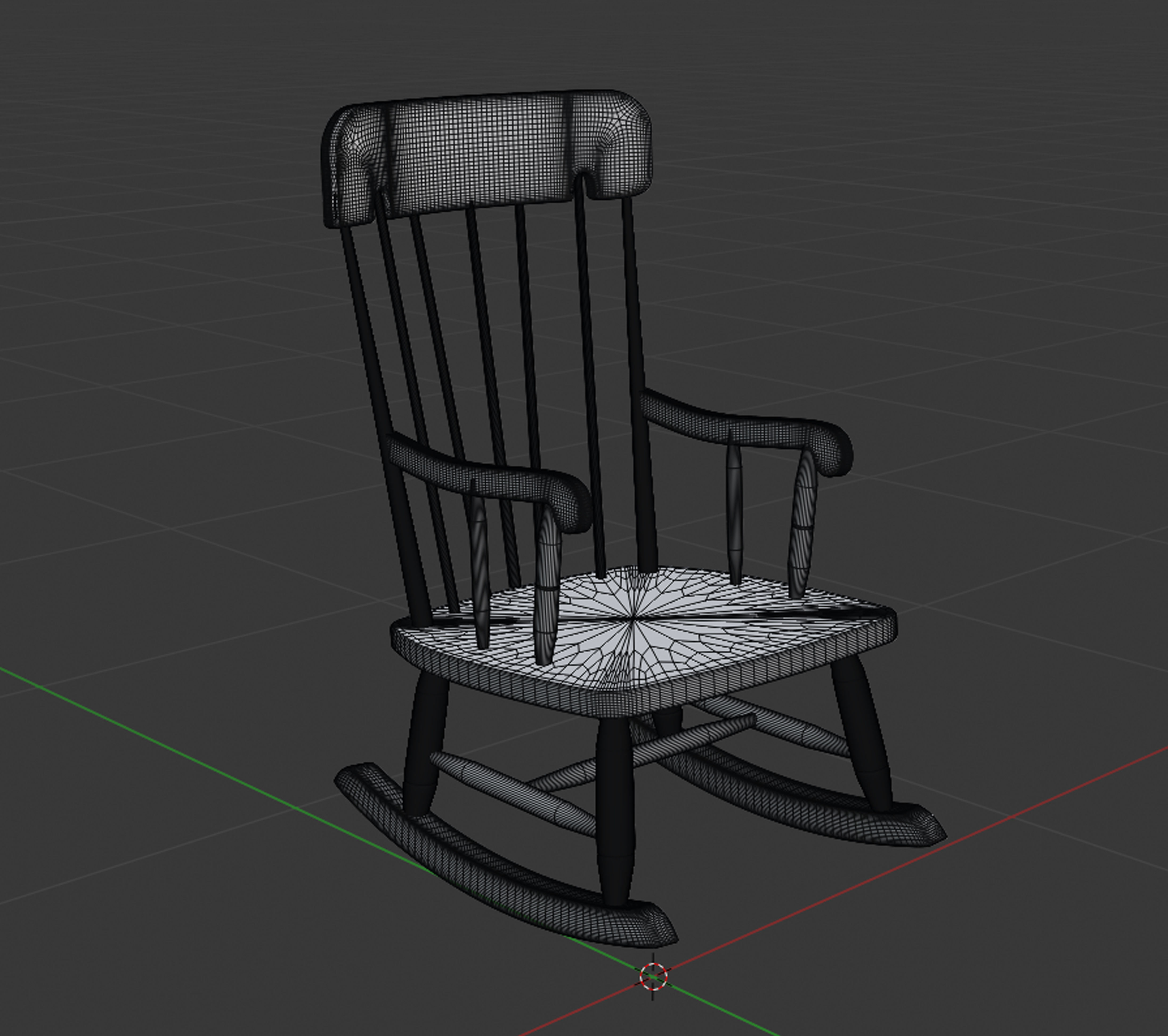 Rocking Chair Low-poly 3D model_5