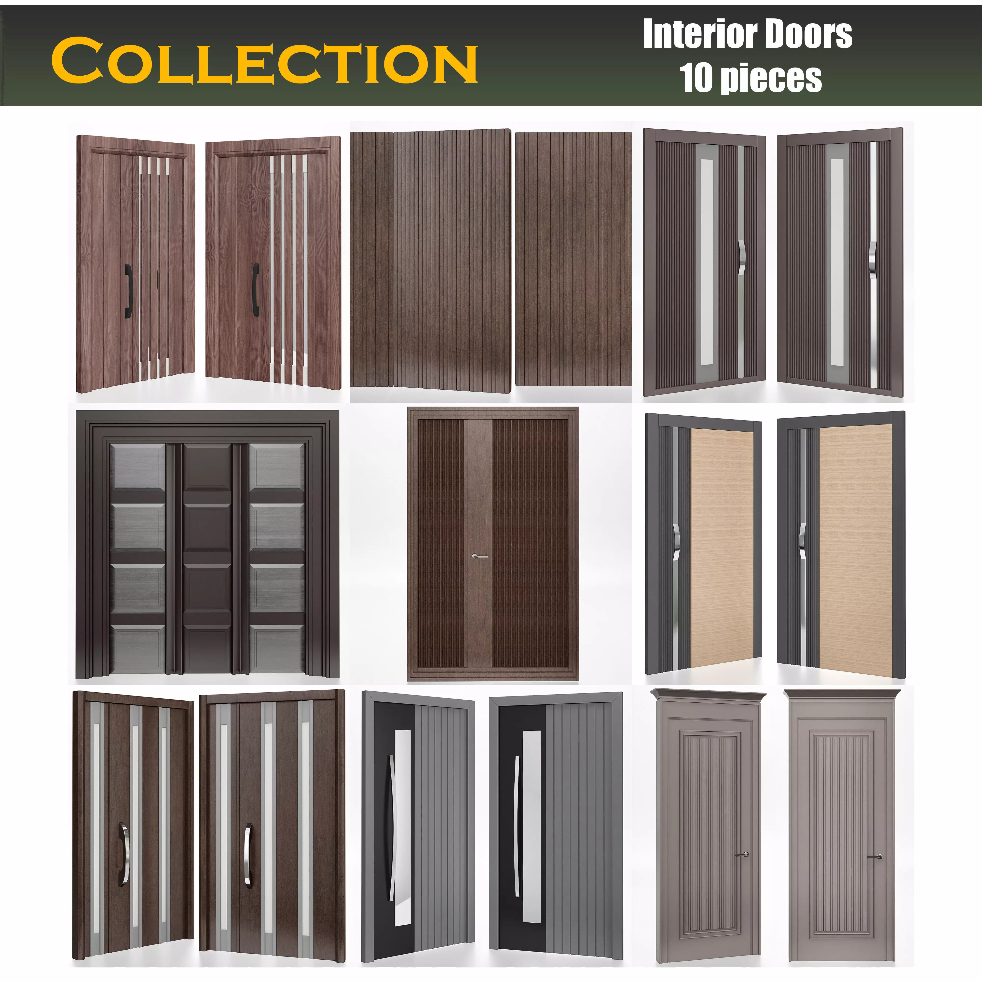 Interior Doors 3d models collection 10 pieces _0