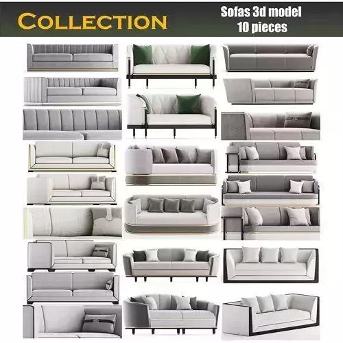 Sofas 3d models collection 10 pieces