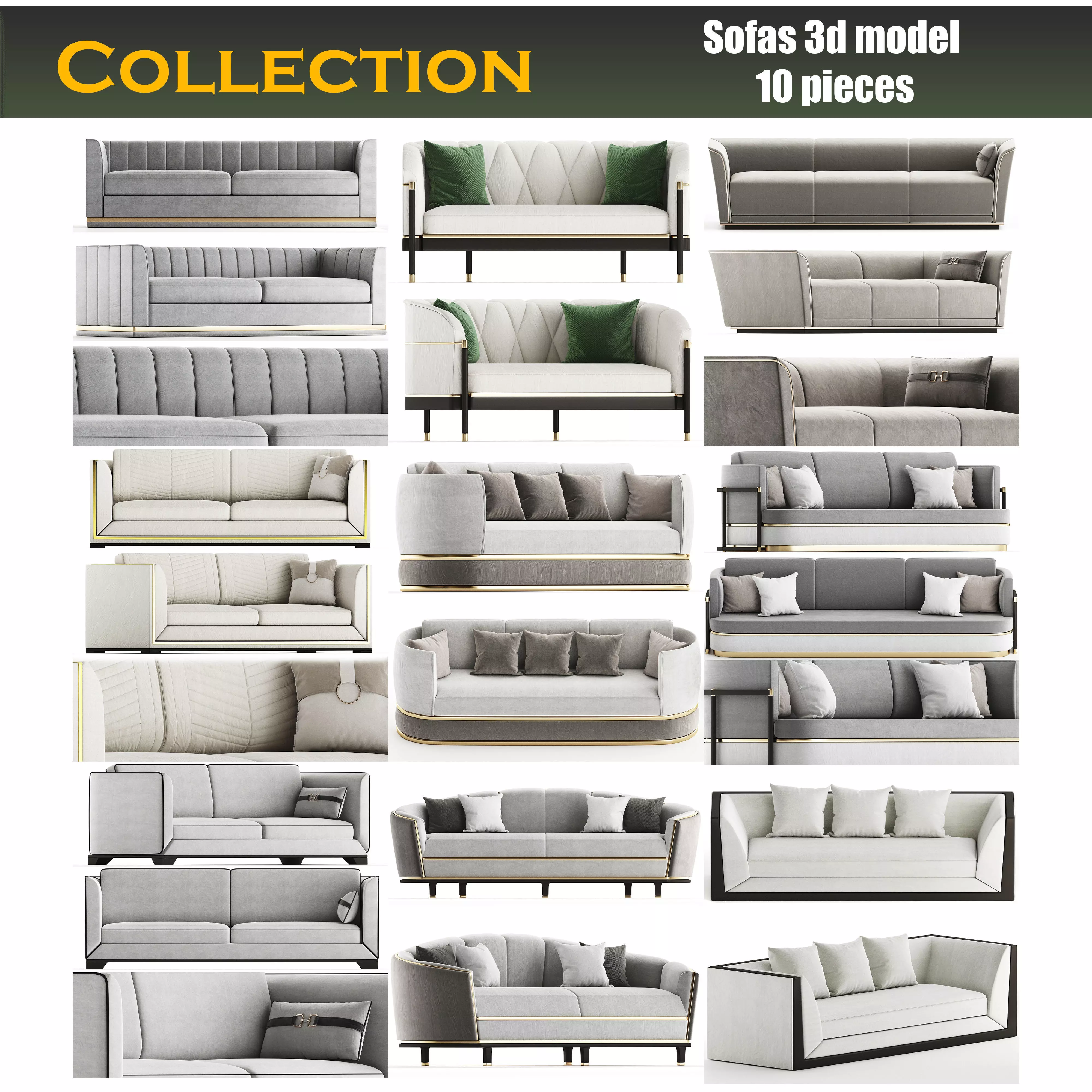 Sofas 3d models collection 10 pieces _0