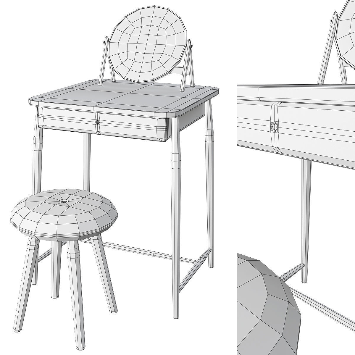 Toilet table 3d model Low-poly 3D model_1