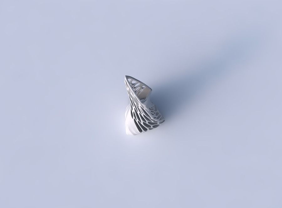 Vase twist puffy tappered triangle with organic lattice half ... 3D print model_2