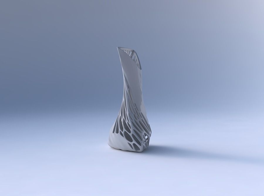 Vase twist puffy tappered triangle with organic lattice half ... 3D print model_4