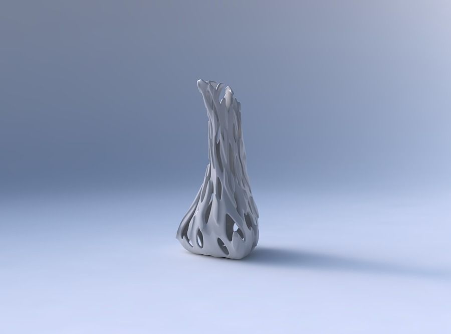 Vase twist puffy tappered triangle with smooth cuts and bulges 3D print model_4