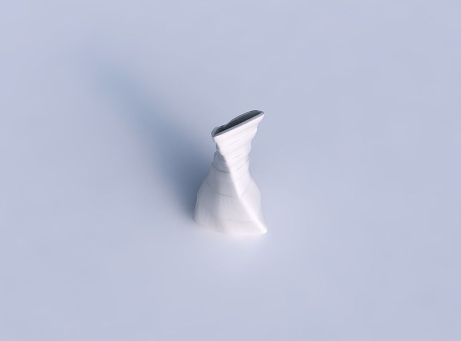 Vase twist puffy tappered triangle with smooth horizontal rib... 3D print model_1