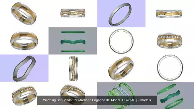 Wedding Set Bands For Marriage Engaged 3D Model -CC78MF