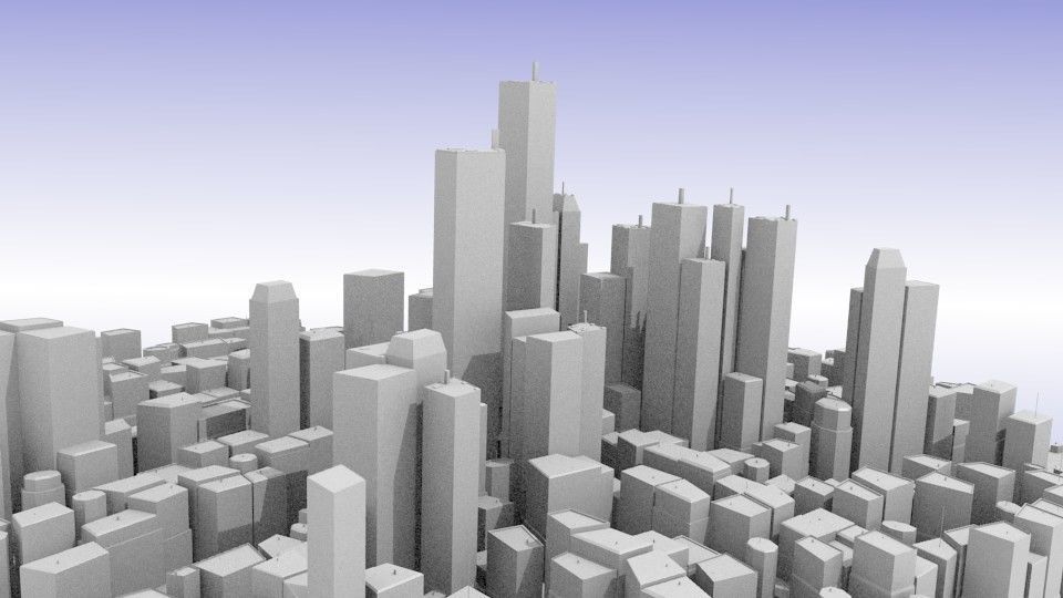 City center Low-poly 3D model_1
