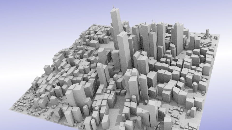 City center Low-poly 3D model_4