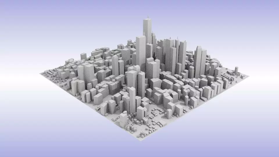 City center Low-poly 3D model_0