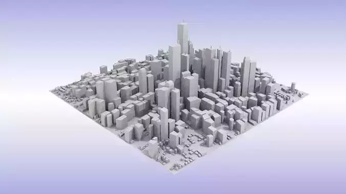 City center Low-poly 3D model