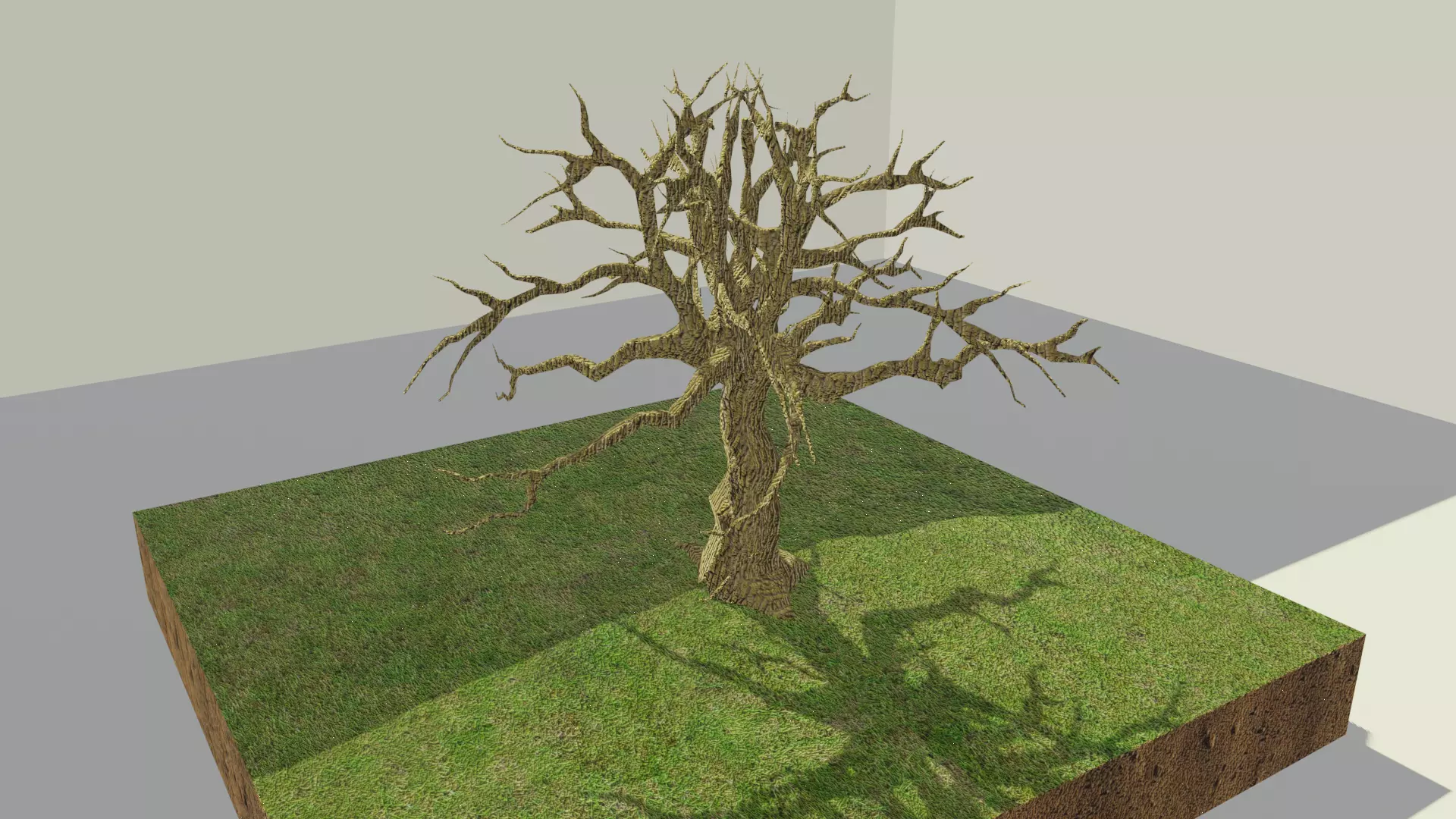 low poly tree and dead tree Low-poly 3D model_0